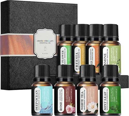 Eteriska Oljor Set, 8 x 10 ML doftoljor present, vattenlösliga doftoljor för diffusor, luftfuktare