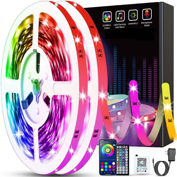 LED Stripen 30m, RGB LED Strip med Fernbedienung och Bluetooth APP Steuerung,