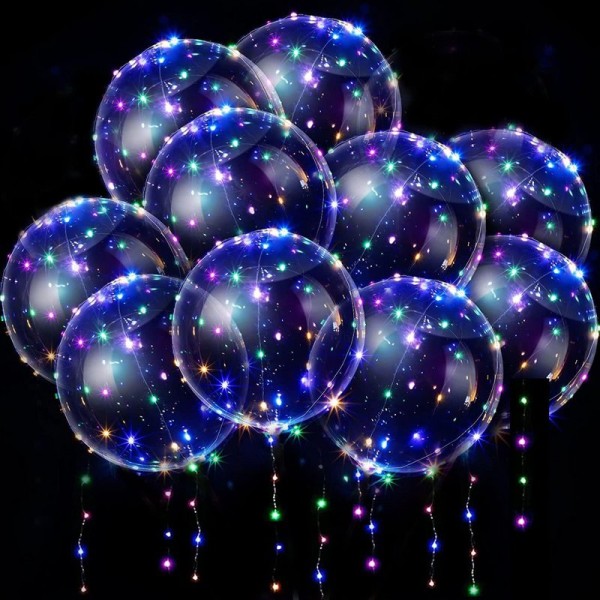 10 stycken självlysande ballonger, 24 tums LED färgglada bobo heliumballonger,