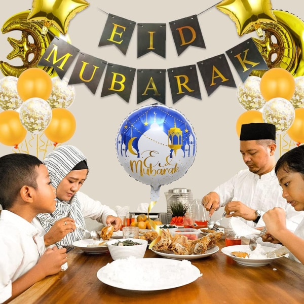 17 delar ballonger för Ramadan Mubarak set Eid Mubarak Banner