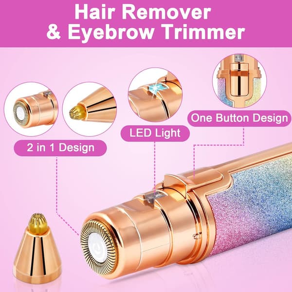 face epilator, 2 in 1electric Ogon Brow Epilator Shaver with LED Light