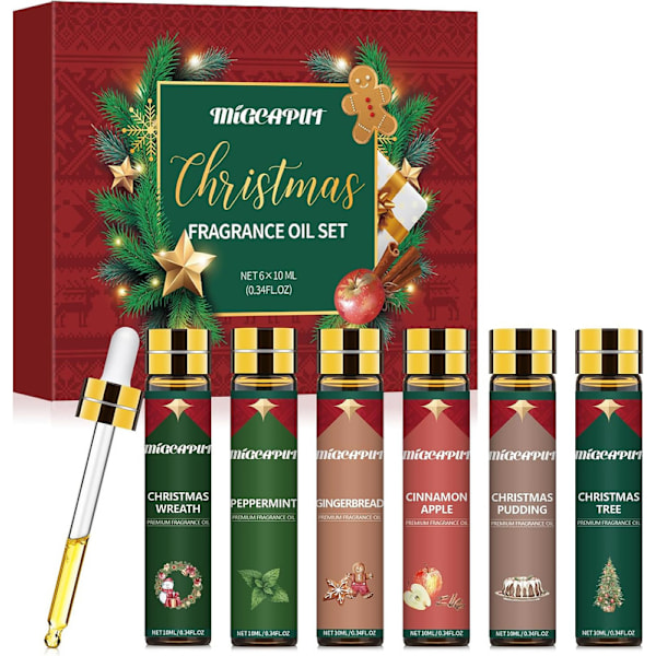 Jul-Eteriska Oljor Set 6x10ML, Naturliga Aromaterapi Oljor Presentset