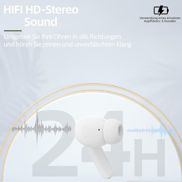 Bluetooth hörlurar 5.2, trådlösa hörlurar med HD-mikrofon