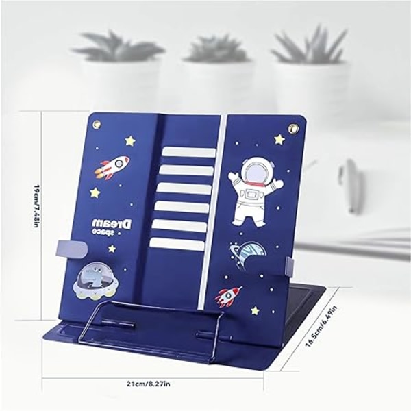 Carimee Reading Book Stand, Lightweight Cookbook Stand, Textbook Recipe Holder with Astronaut Pattern,