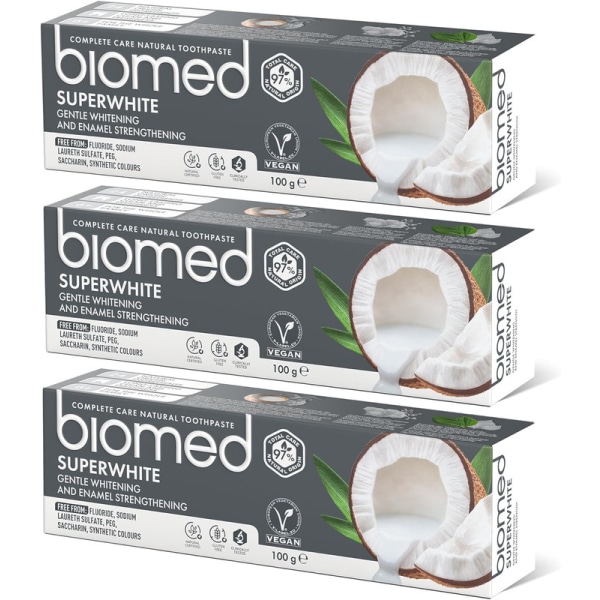 BIOMED 3 Pack Vegan Natural Toothpaste Soft Whitening