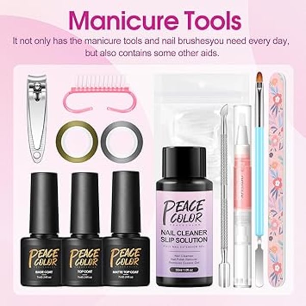 Nagelrekonstruktionskit 10 färger rosa vit orange svart transparent