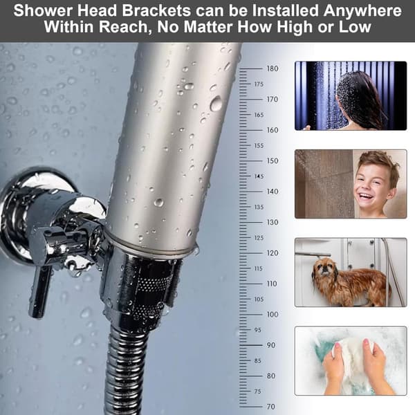 Shower Head Bracket 180 Degree Shower Head Bracket Shower Holder Metal with Screw Twist