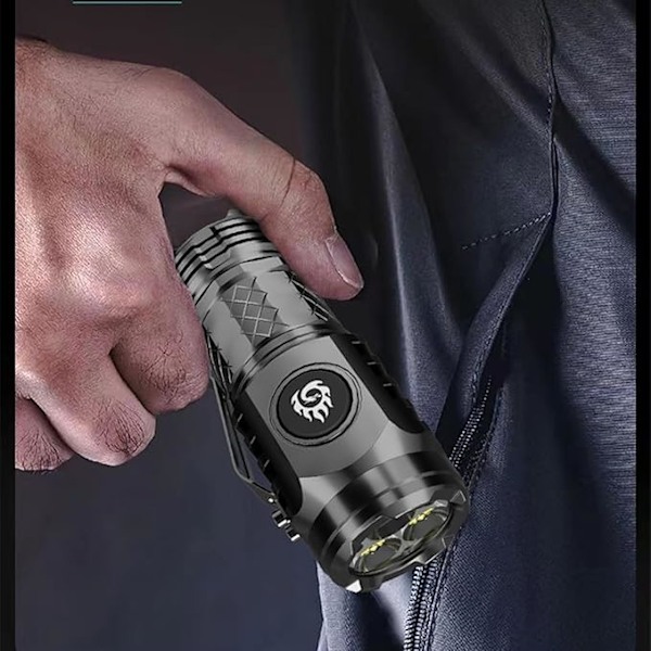 Three-eyed Monster Flashlight Portable Mini Flashlight Five Modes Super Bright Hand Flashlight Rechargeable