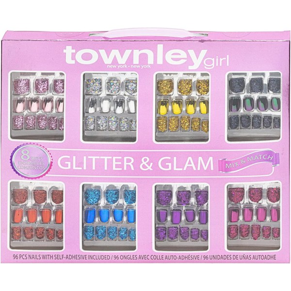 Townley Girl 96 st Glitter-glamup och metalliska naglar Press