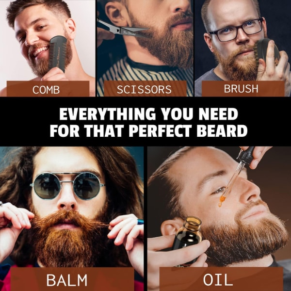 Rödblodiga mäns skäggvårdssats komplett set med skägg