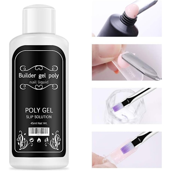 Gellösning för nagelförlängning, snabb polygel med en borste