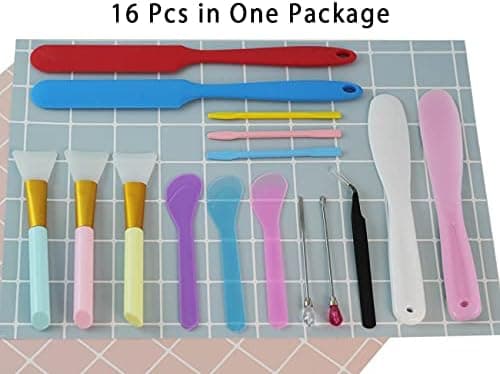 Silicone Epoxy Brush Stirring Stick Set Stirring Tool Mixing Spoon and Scraper DIY Tool for Epoxy Resin Liquid