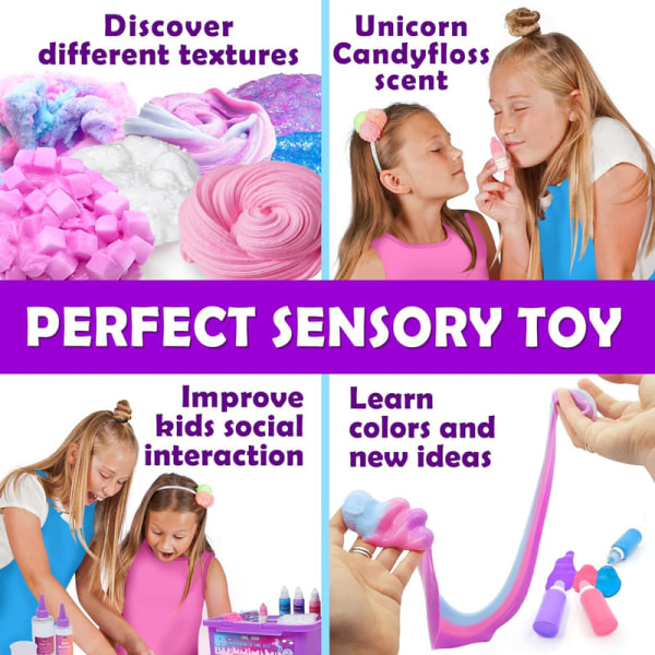 Mini unicorn slime kit för flickor, barn kan göra fantastiskt unicorn slime med strössel,