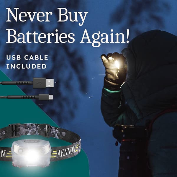 USB Rechargeable LED Head Torch - Super Bright, Waterproof, Lightweight & Comfortable