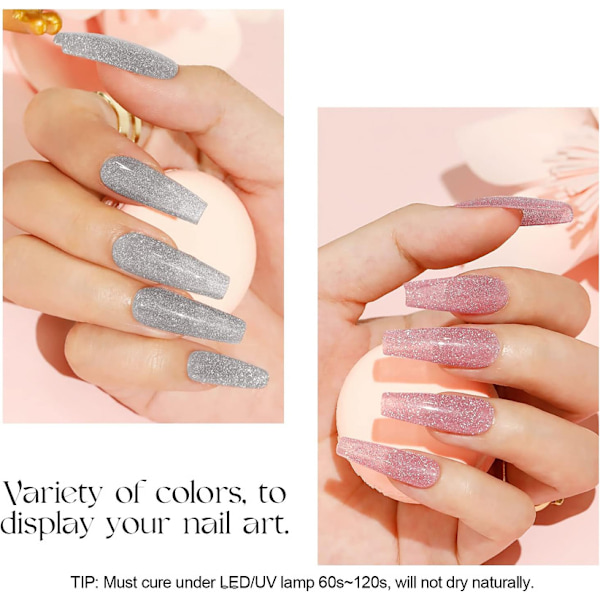 Semi-permanent glitterlack, 6 färger mini nagellack