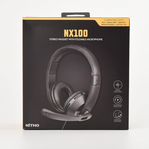 NiTHO NX100 Stereo spelhörlurar med vikbar mikrofon och heltäckande öronskydd, headset med 40 mm