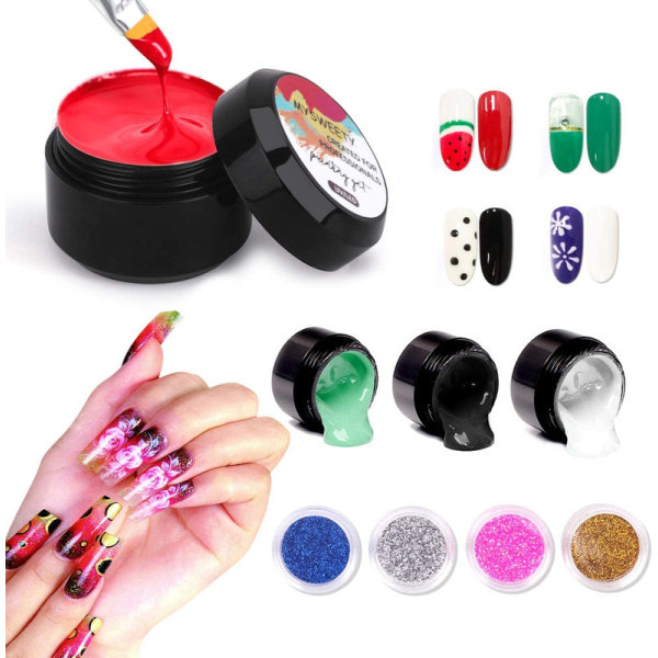 UV GEL Nails Kit med lampa, 15ml 8 Colors Nail Enhancement Extension Builder Gel