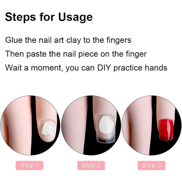 Akryl Nail Practice Hand, 200st Nail Tips