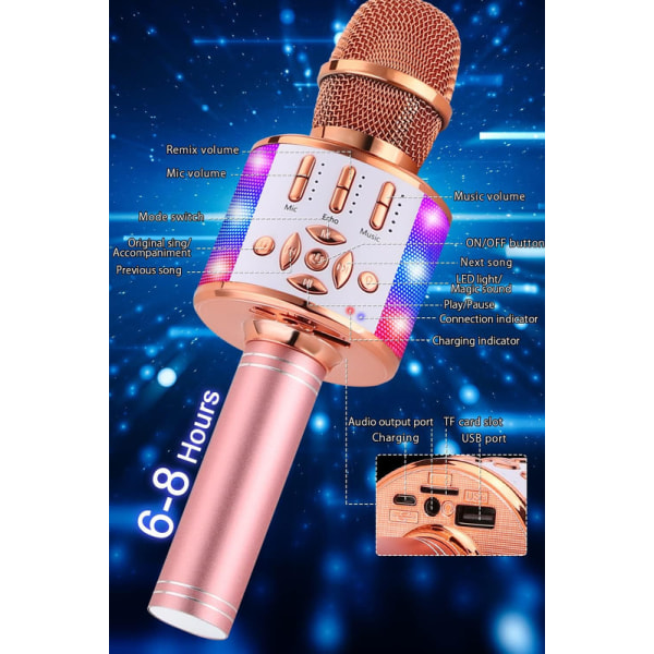 Trådlös karaokemikrofon magic ljud 4 i 1 Bluetooth karaokemaskin Vuxen bilmikrofon