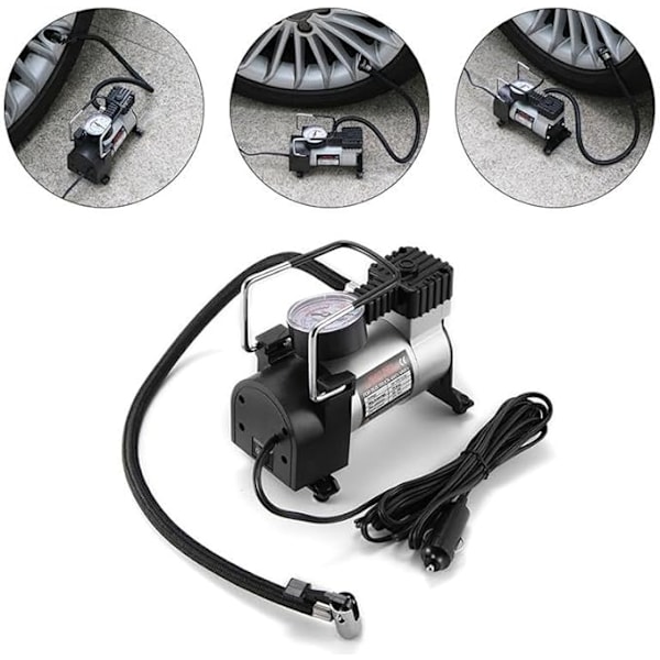 12V luftkompressor med 3-ventilsadapter, luftkompressor för cykel,