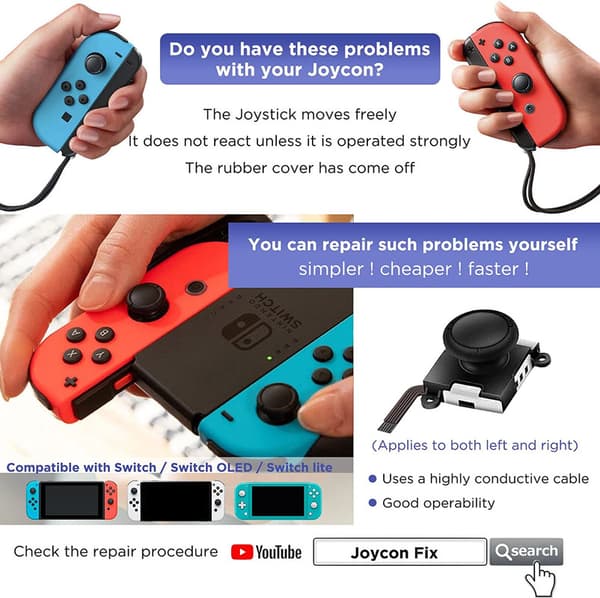 30 st Joycon Joystick Ersättning, GeeRic Joycon reparationssats