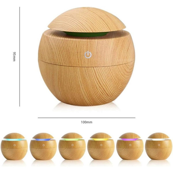 Ultraljuds Aroma Diffuser med Färgad LED-belysning, USB, 150 ml,