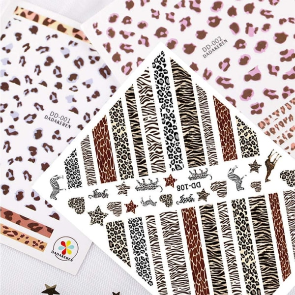 12 Leopard Print Nail Decor,Leopard Print Nail Sticker for Women Girls Nail Decor