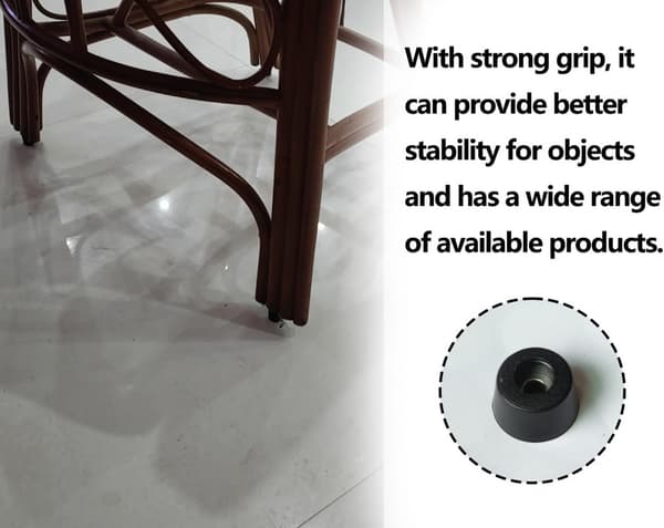 12 Pieces Black Rubber Feet for Cutting Boards with Stainless Screws, Rubber Buffer, Screw-proof Rubber