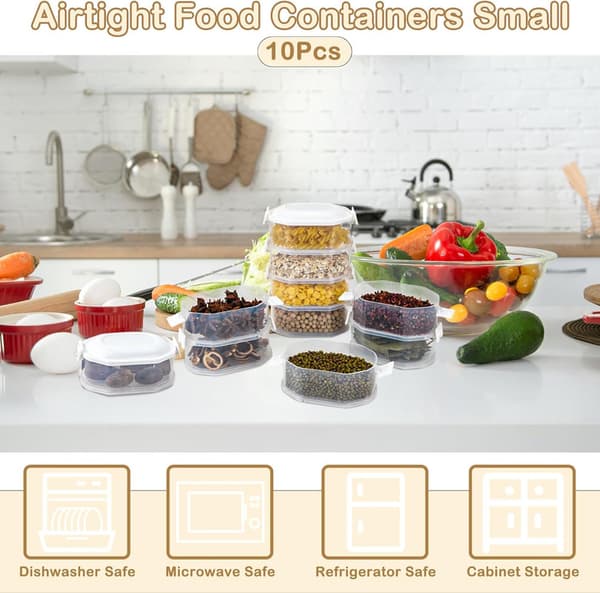 10 Pieces Storage Jars with Lids Airtight Storage Box Kitchen Food Storage