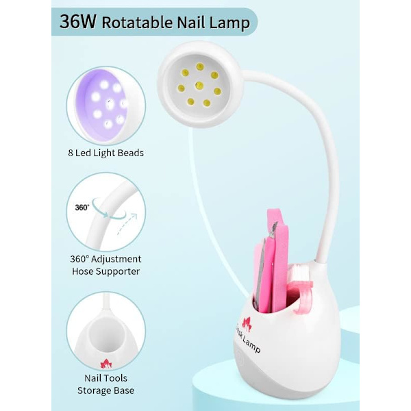 UV-nagellampa, 36 W mini nageltork, snabbtorkande för nagellack,