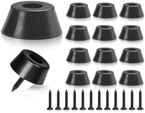 12 Pieces Black Rubber Feet for Cutting Boards with Stainless Screws, Rubber Buffer, Screw-proof Rubber