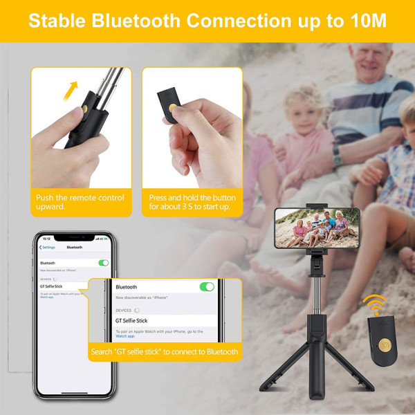 Selfie Stick, 3-i-1 Bluetooth Selfie Stick-stativ,