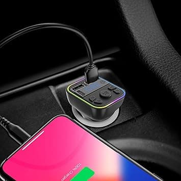 Wireless car adapter, Bluetooth car transmitter, wireless audio receiver, multifunctional design,