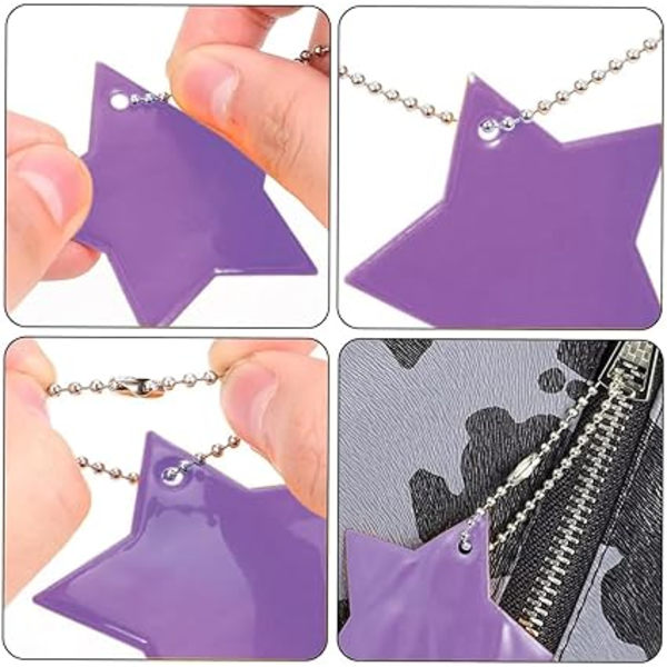 24 Pieces Luminous Star Reflector Pendants Shining Stars Keychain Safety Reflector