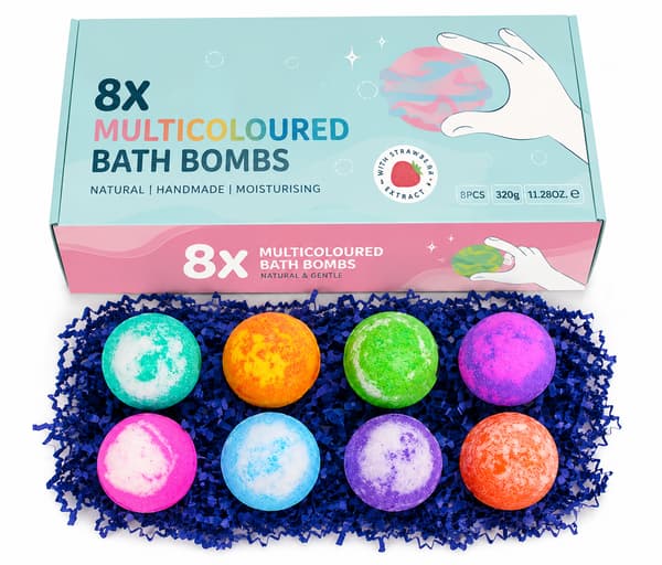 8-pack Veganska Badbomber – Lyxigt & Återfuktande Badset | Perfekt Present