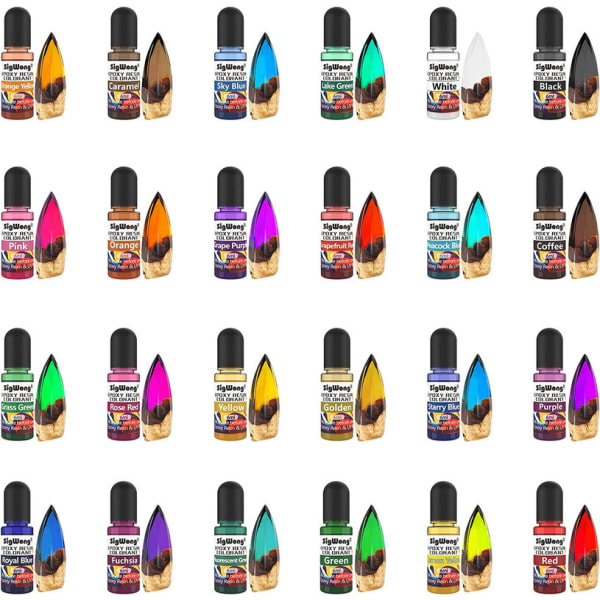 Epoxiharts färgset 24  flytande epoxiharts 6ml 6 färger glitter