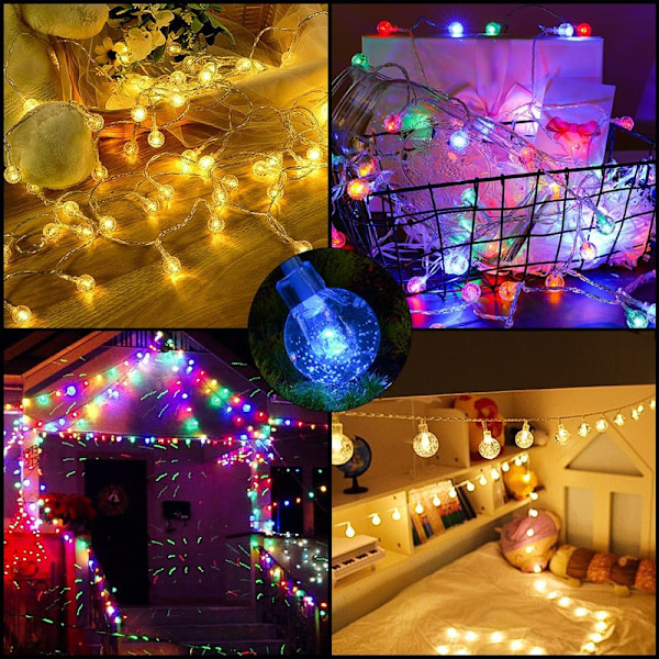 Ljusslinga utomhus batteri, 6 m 40 LED kristallkula ljuskedja med 6 timmar timer, IP65