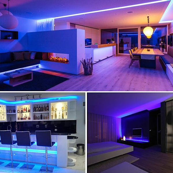 LED-ljusremsa/LED-remsa, 5 m färgförändring RGB LED-remsor ljusband inkl. fjärrkontroll och 12 V