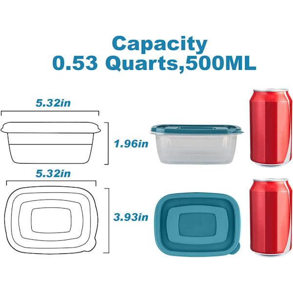 Rektangel plast portionslåda set med löd mat förvaringsbox behållare set mat förvaring 5 st