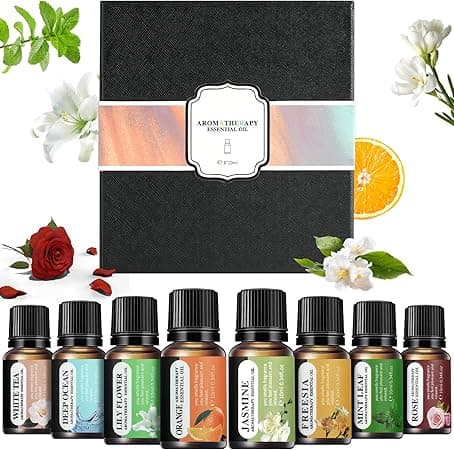 Eteriska Oljor Set, 8 x 10 ML doftoljor present, vattenlösliga doftoljor för diffusor, luftfuktare
