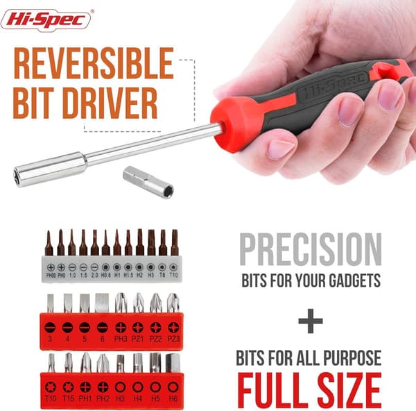 42 Piece Red Tool Box - Complete Tool Set with Hammer, Clamps, Screwdrivers