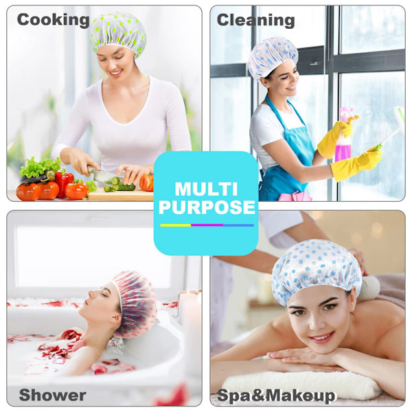 shower cap for women/men, 6 pieces, waterproof and reusable bathing cap,