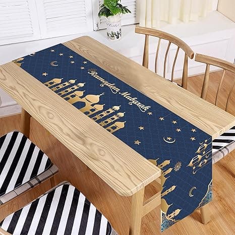 Ramadan Mubarak Table Runner Table Decorations - Ramadan Mosque Lantern Islamic 35x180cm