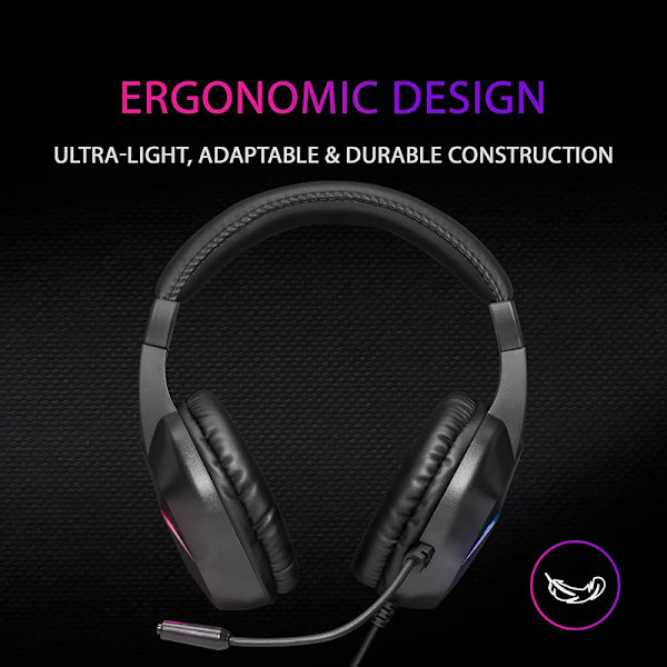 RGB Gaming Headset Stand with 2x USB HUB & Bungee Mouse, black