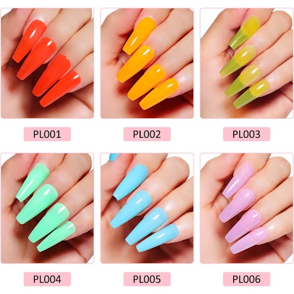 UV GEL Nagelkit, 15ml 6 Färger Byggargel Nagel Förlängning Poly Extension Gel Nagelkit 7