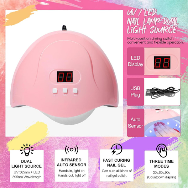 23-delars UV-nagellackset med lampa, 16 färger gelnagellackset & 4 färger polygelnagelset