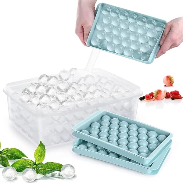 Ice Cubes Tray 2 Pack, Ice Cubes Container med lock, 33 iskuber,