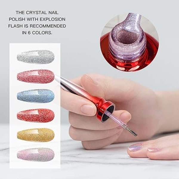 6 färger UV-nagellack glittrande, nagellack glittrande gel, soak off gel nagellack LED maniky