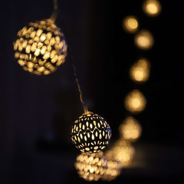 Marockanska batteridrivna ljusslingor 20 hopeametallkulor inomhusdekoration Bröllopsfest jul inomhus utomhus 3M