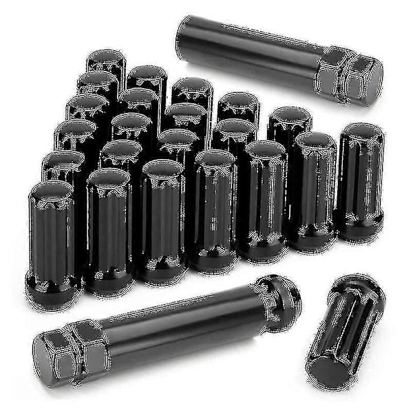 M14x1.5 Hjulmuttrar 24 Stycken 14mmx1.5 7 Spline Drive Koniska Hjulmuttrar 2 tum Långa Svarta Med 2 [db]